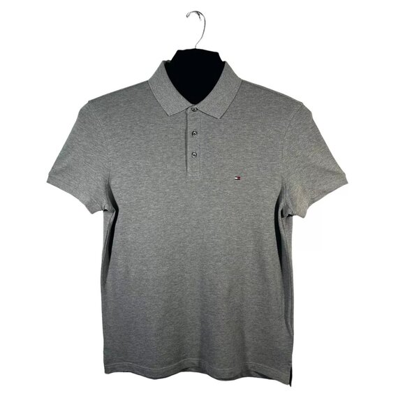 Tommy Hilfiger Men's Polo Shirt Size XL-3XL Heather Gray Slim Fit Stretch Fabric - Picture 1 of 10